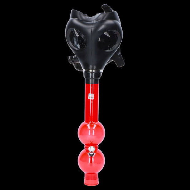 JM Plastics Black Gas Mask with Bright Acrylic Water Pipe