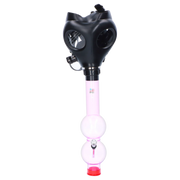 JM Plastics Black Gas Mask with Bright Acrylic Water Pipe