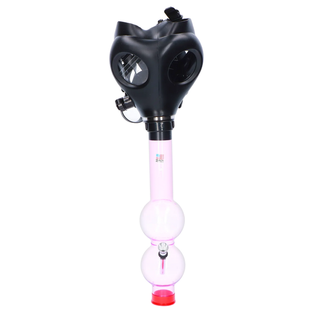 JM Plastics Black Gas Mask with Bright Acrylic Water Pipe