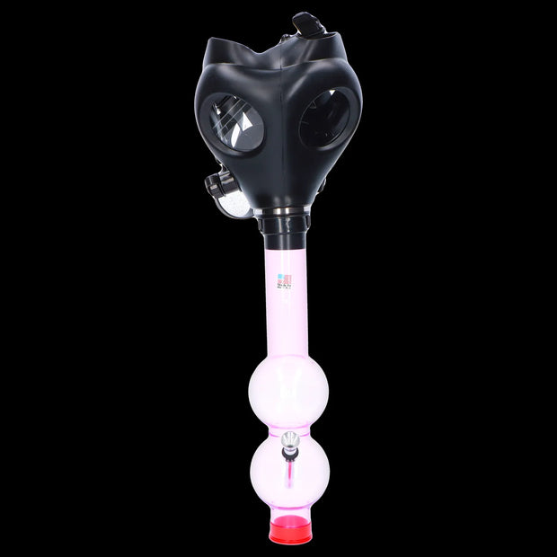 JM Plastics Black Gas Mask with Bright Acrylic Water Pipe