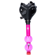 JM Plastics Black Gas Mask with Bright Acrylic Water Pipe