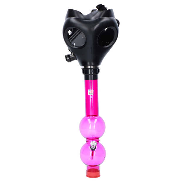 JM Plastics Black Gas Mask with Bright Acrylic Water Pipe