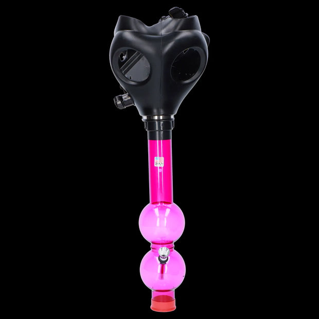 JM Plastics Black Gas Mask with Bright Acrylic Water Pipe