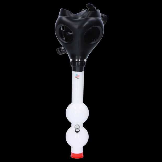 JM Plastics Black Gas Mask with Bright Acrylic Water Pipe