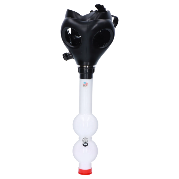 JM Plastics Black Gas Mask with Bright Acrylic Water Pipe