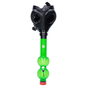 JM Plastics Black Gas Mask with Bright Acrylic Water Pipe