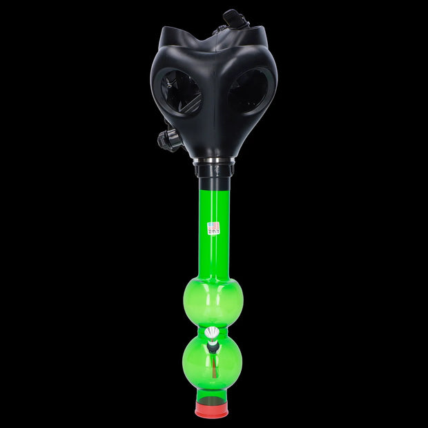 JM Plastics Black Gas Mask with Bright Acrylic Water Pipe