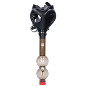 JM Plastics Black Gas Mask with Bright Acrylic Water Pipe