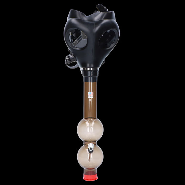 JM Plastics Black Gas Mask with Bright Acrylic Water Pipe