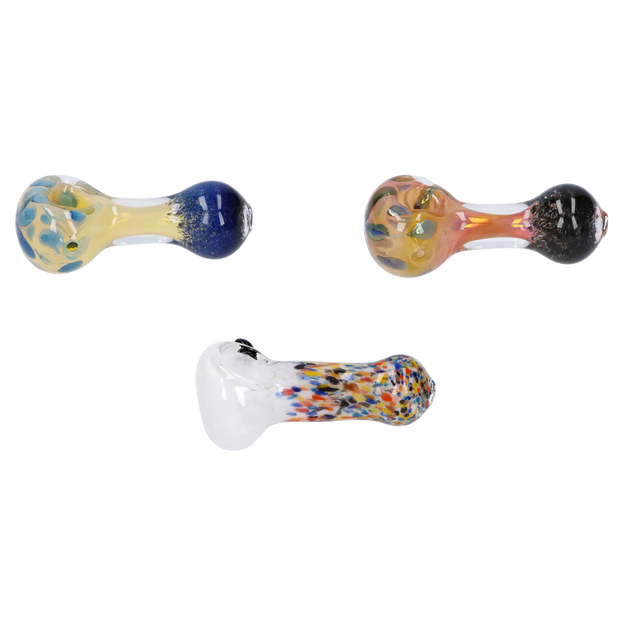 Gold and Frit Spoon Pipe - 4 in