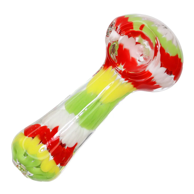 Valiant Fancy Multi-Colour Striped Glass Spoon Pipe - 5 in.
