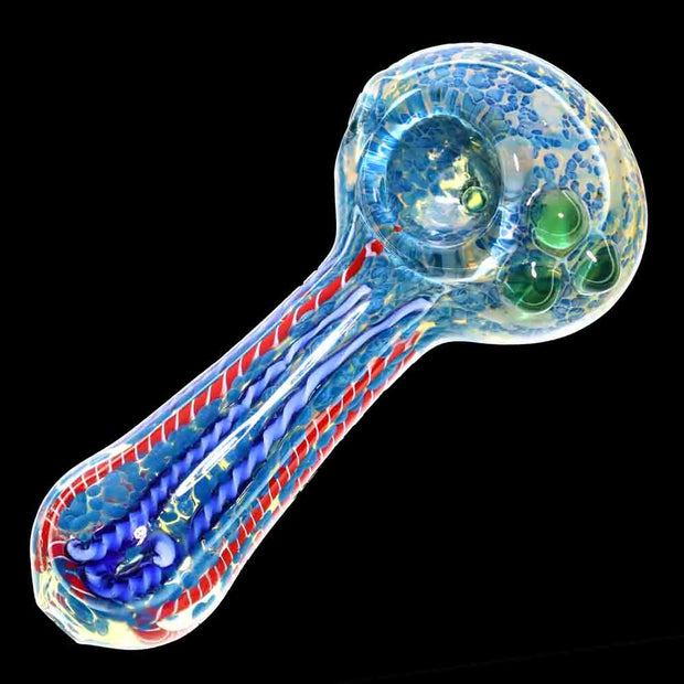 Valiant Fancy Multi-Colour Striped Glass Spoon Pipe - 5 in.