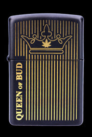Queen of Bud Black Obsidian Vertical Flame Zippo