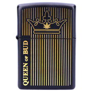 Queen of Bud Black Obsidian Vertical Flame Zippo