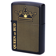 Queen of Bud Black Obsidian Vertical Flame Zippo