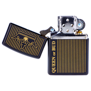 Queen of Bud Black Obsidian Vertical Flame Zippo