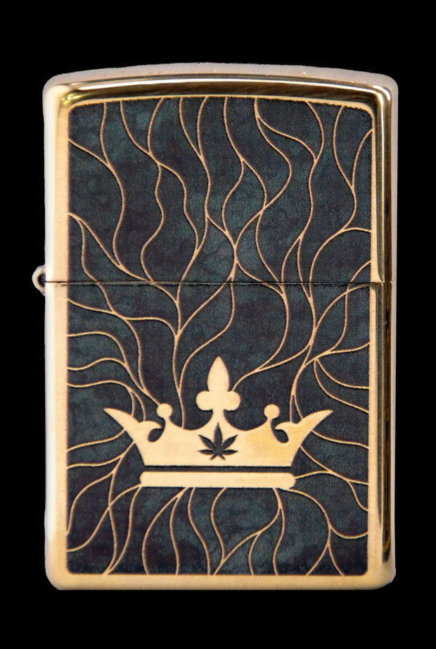 Queen of Bud Black Obsidian Mosaic Zippo