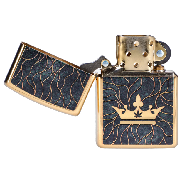 Queen of Bud Black Obsidian Mosaic Zippo