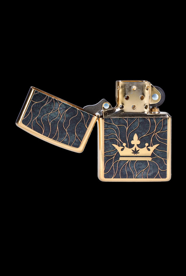 Queen of Bud Black Obsidian Mosaic Zippo