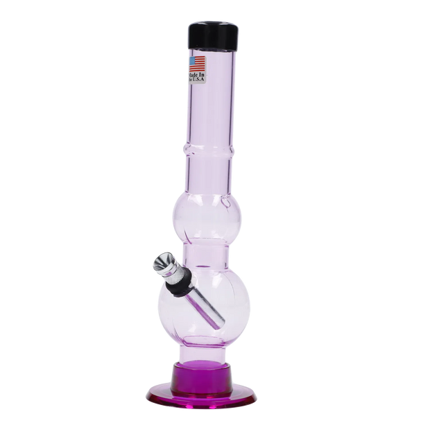 JM Plastics Double Bubble with Grip and Carb Hole Acrylic Water Pipe - 8 in.