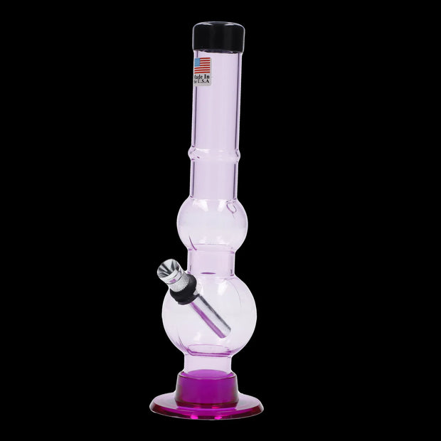 JM Plastics Double Bubble with Grip and Carb Hole Acrylic Water Pipe - 8 in.