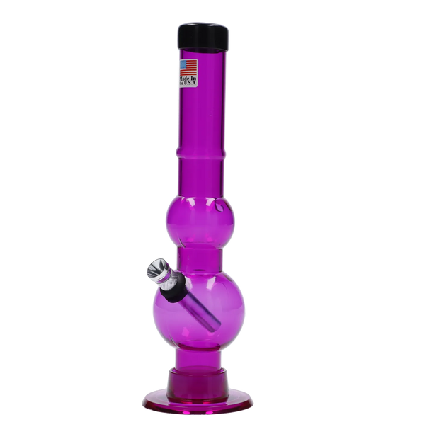 JM Plastics Double Bubble with Grip and Carb Hole Acrylic Water Pipe - 8 in.
