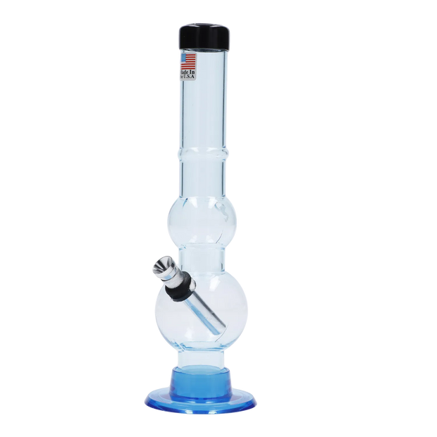 JM Plastics Double Bubble with Grip and Carb Hole Acrylic Water Pipe - 8 in.