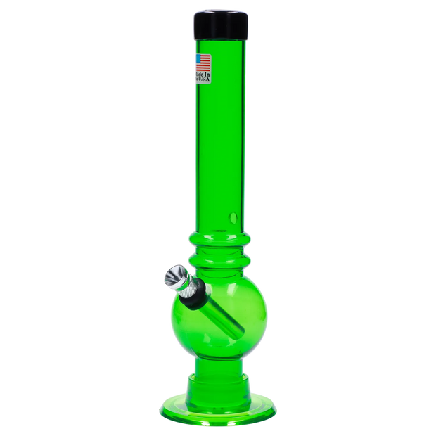 JM Plastics Bubble Base with Grip and Carb Hole Acrylic Water Pipe - 8 in.