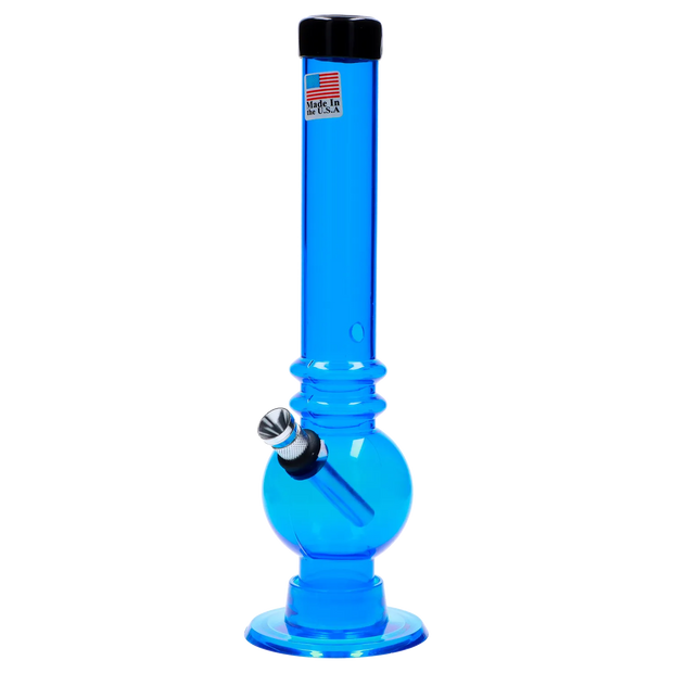 JM Plastics Bubble Base with Grip and Carb Hole Acrylic Water Pipe - 8 in.