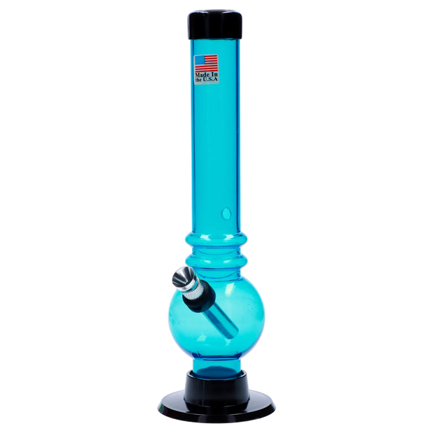 JM Plastics Bubble Base with Grip and Carb Hole Acrylic Water Pipe - 8 in.