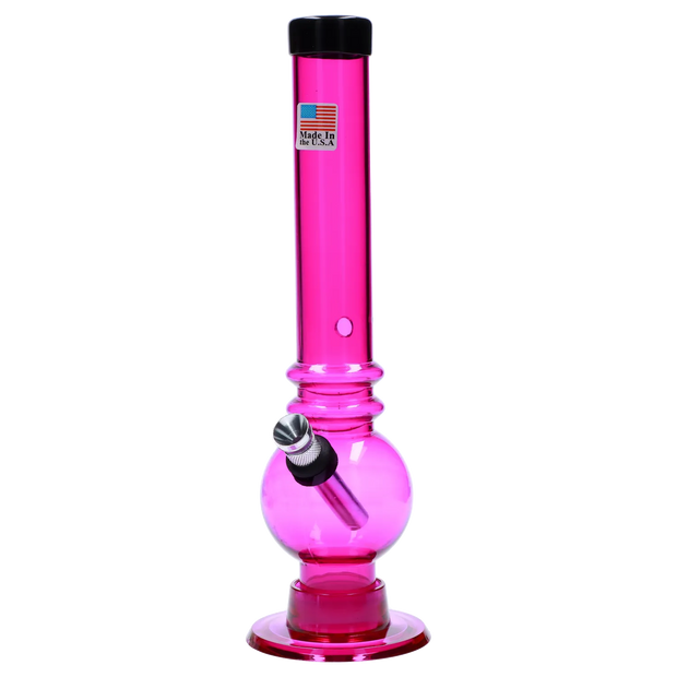 JM Plastics Bubble Base with Grip and Carb Hole Acrylic Water Pipe - 8 in.