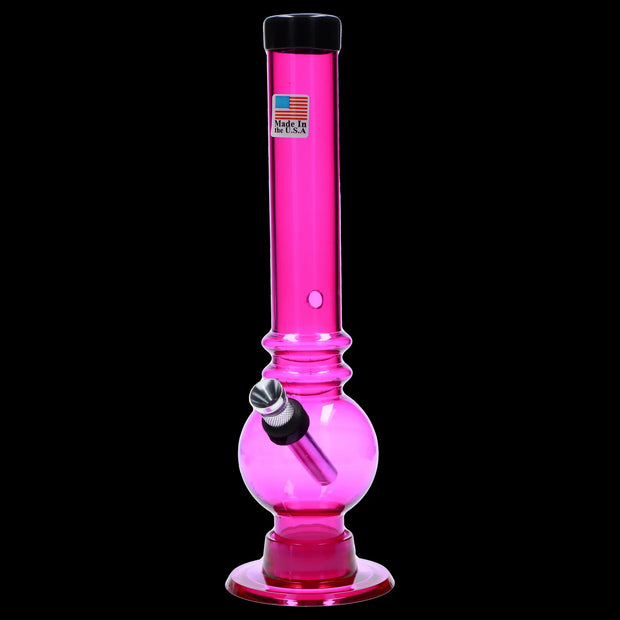 JM Plastics Bubble Base with Grip and Carb Hole Acrylic Water Pipe - 8 in.