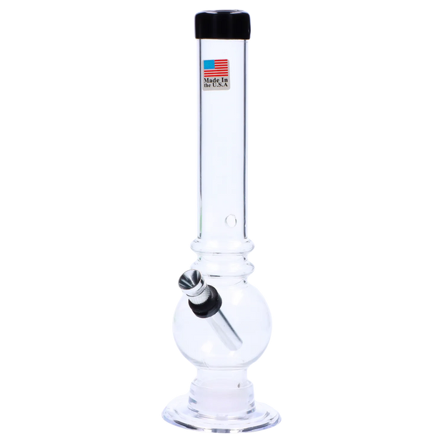 JM Plastics Bubble Base with Grip and Carb Hole Acrylic Water Pipe - 8 in.