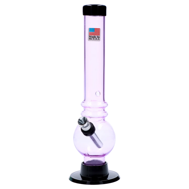 JM Plastics Bubble Base with Grip and Carb Hole Acrylic Water Pipe - 8 in.