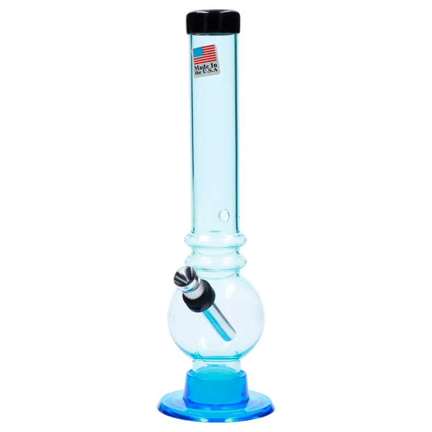 JM Plastics Bubble Base with Grip and Carb Hole Acrylic Water Pipe - 8 in.