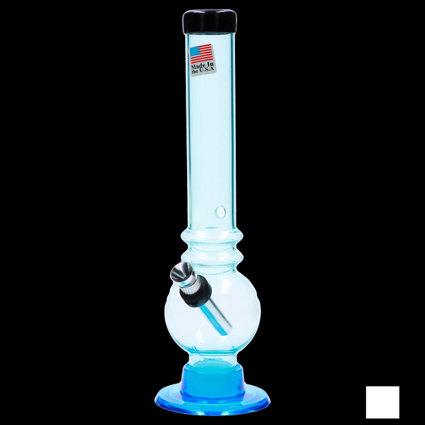 JM Plastics Bubble Base with Grip and Carb Hole Acrylic Water Pipe - 8 in.