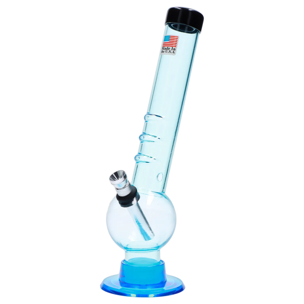 JM Plastics Bent Neck with Grip and Carb Hole Acrylic Water Pipe - 8 in.