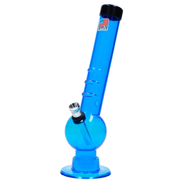 JM Plastics Bent Neck with Grip and Carb Hole Acrylic Water Pipe - 8 in.