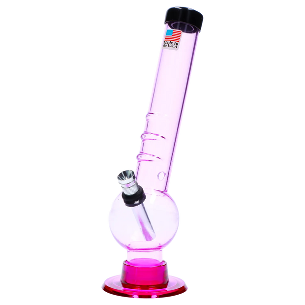JM Plastics Bent Neck with Grip and Carb Hole Acrylic Water Pipe - 8 in.