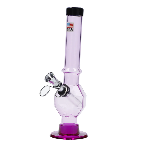 JM Plastics Grenade Base with Pull Slide Acrylic Water Pipe - 8 in.