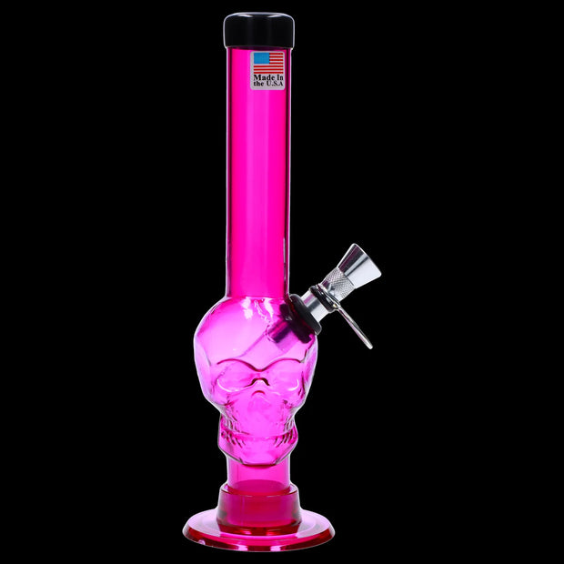 JM Plastics Skull Base with Pull Slide Acrylic Water Pipe - 8 in.