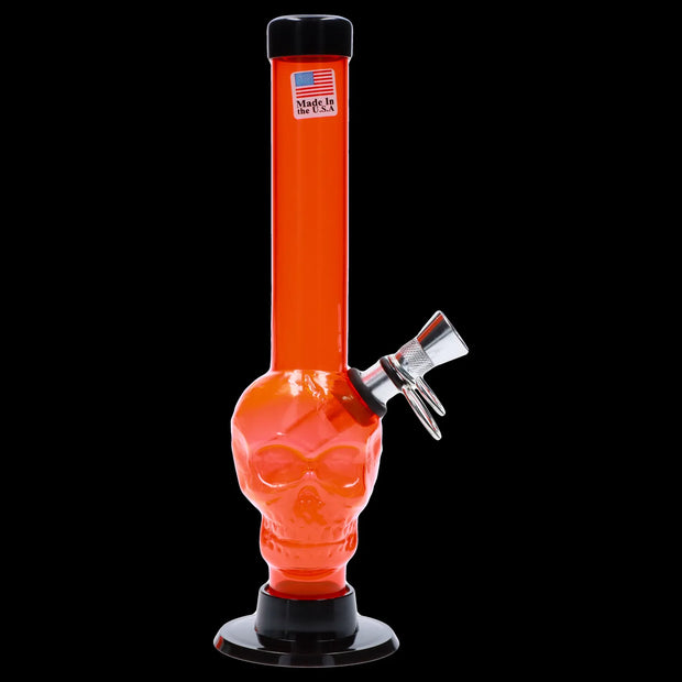 JM Plastics Skull Base with Pull Slide Acrylic Water Pipe - 8 in.