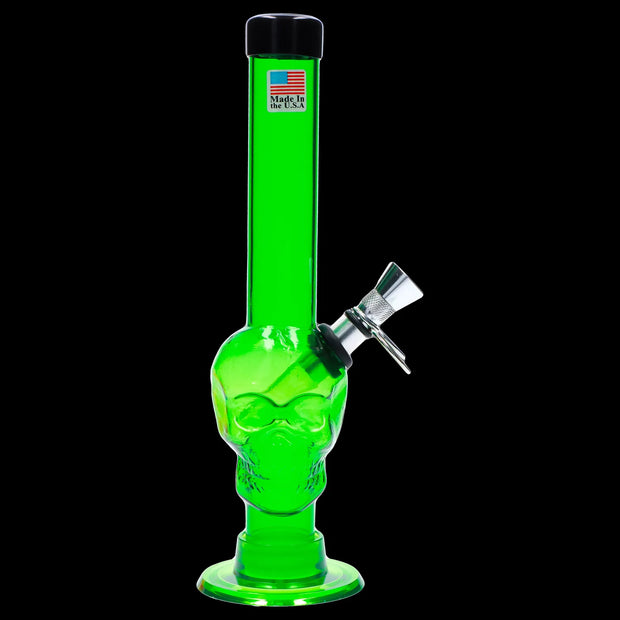 JM Plastics Skull Base with Pull Slide Acrylic Water Pipe - 8 in.