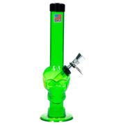 JM Plastics Skull Base with Pull Slide Acrylic Water Pipe - 8 in.