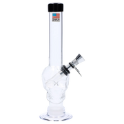 JM Plastics Skull Base with Pull Slide Acrylic Water Pipe - 8 in.
