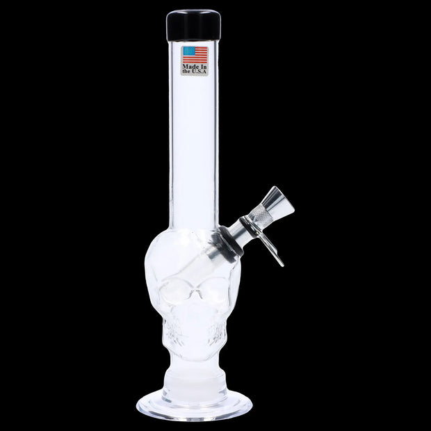 JM Plastics Skull Base with Pull Slide Acrylic Water Pipe - 8 in.