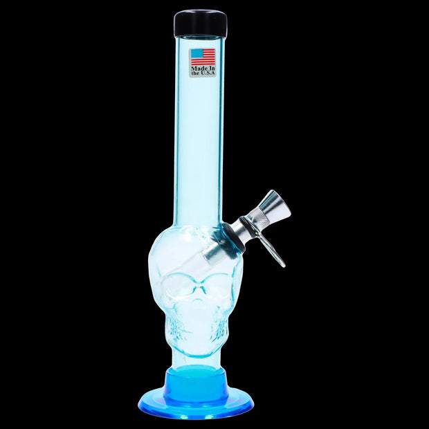 JM Plastics Skull Base with Pull Slide Acrylic Water Pipe - 8 in.