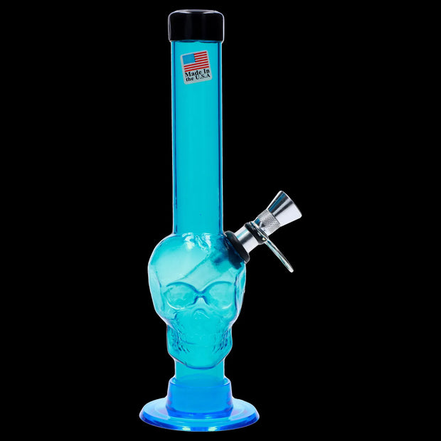 JM Plastics Skull Base with Pull Slide Acrylic Water Pipe - 8 in.