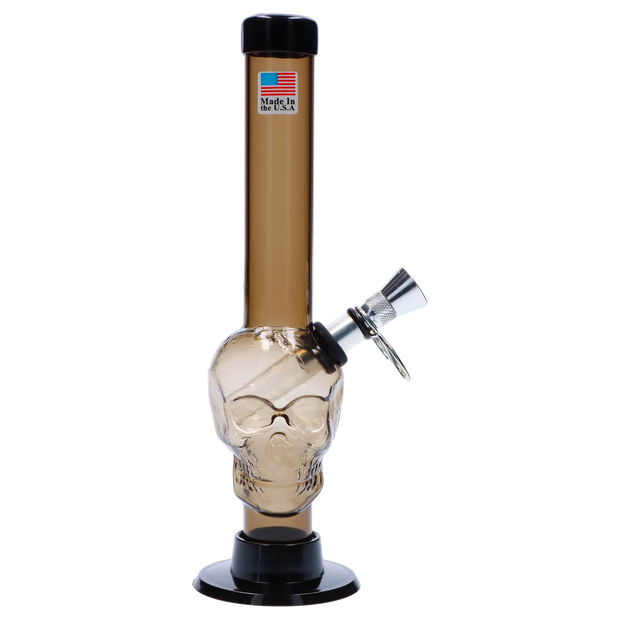 JM Plastics Skull Base with Pull Slide Acrylic Water Pipe - 8 in.