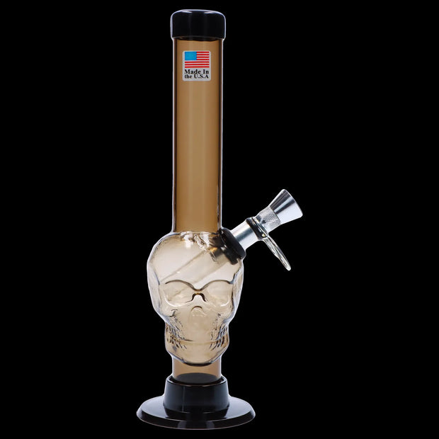 JM Plastics Skull Base with Pull Slide Acrylic Water Pipe - 8 in.